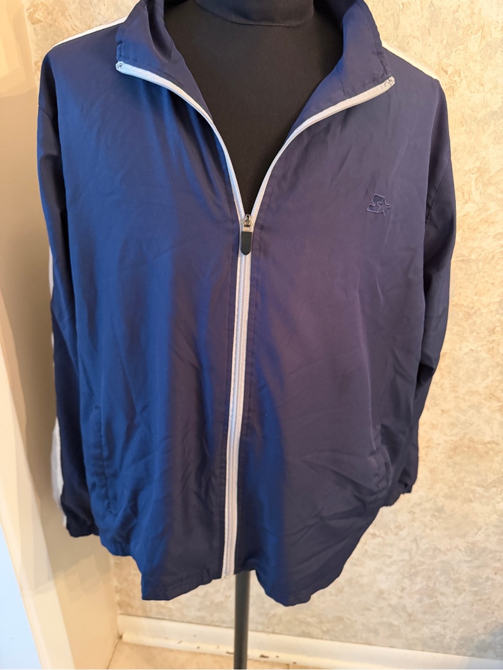 Starter Men's Navy Zip-Front Track Jacket